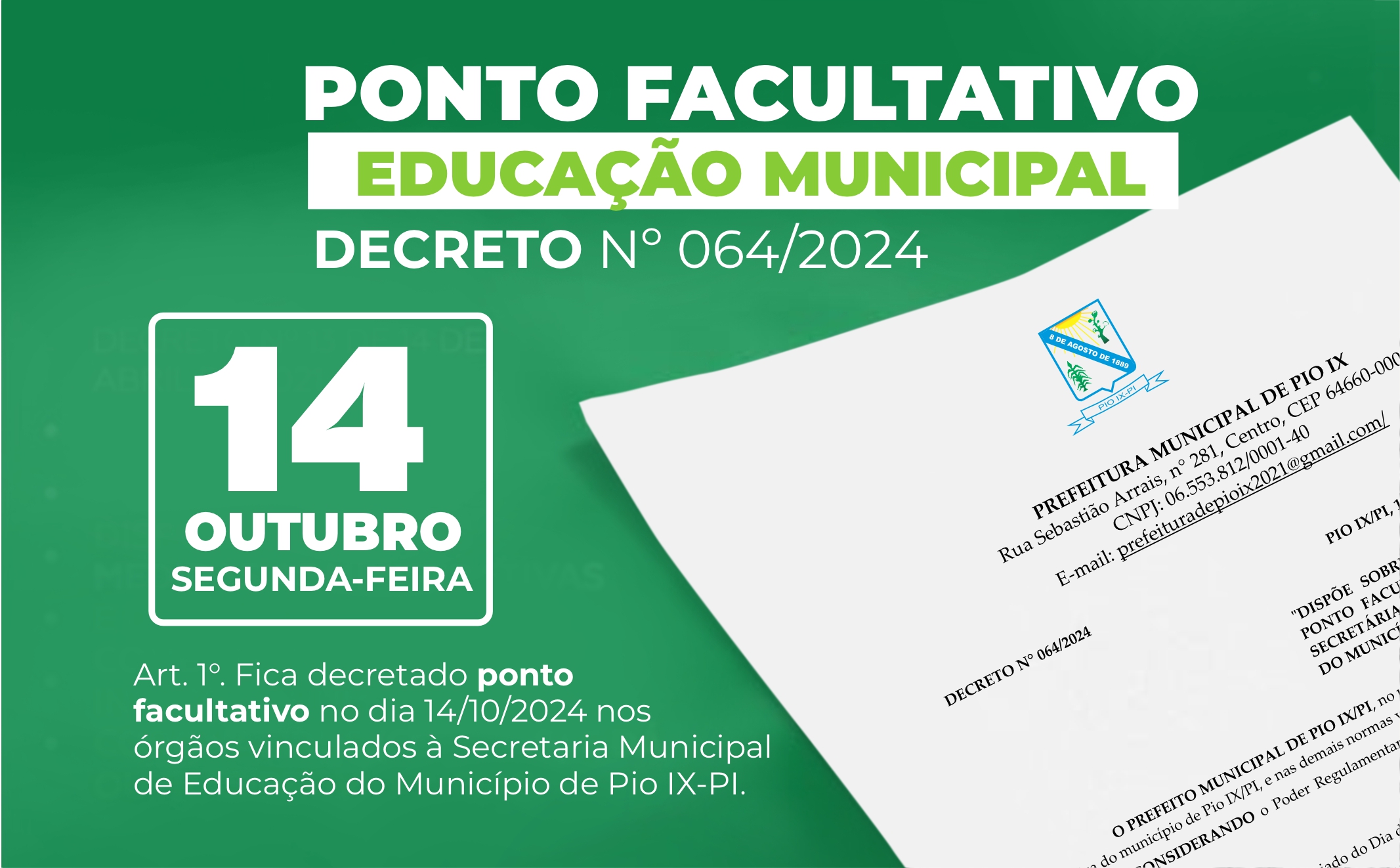  PONTO FACULTATIVO EDUCAÇÃO MUNICIPAL 